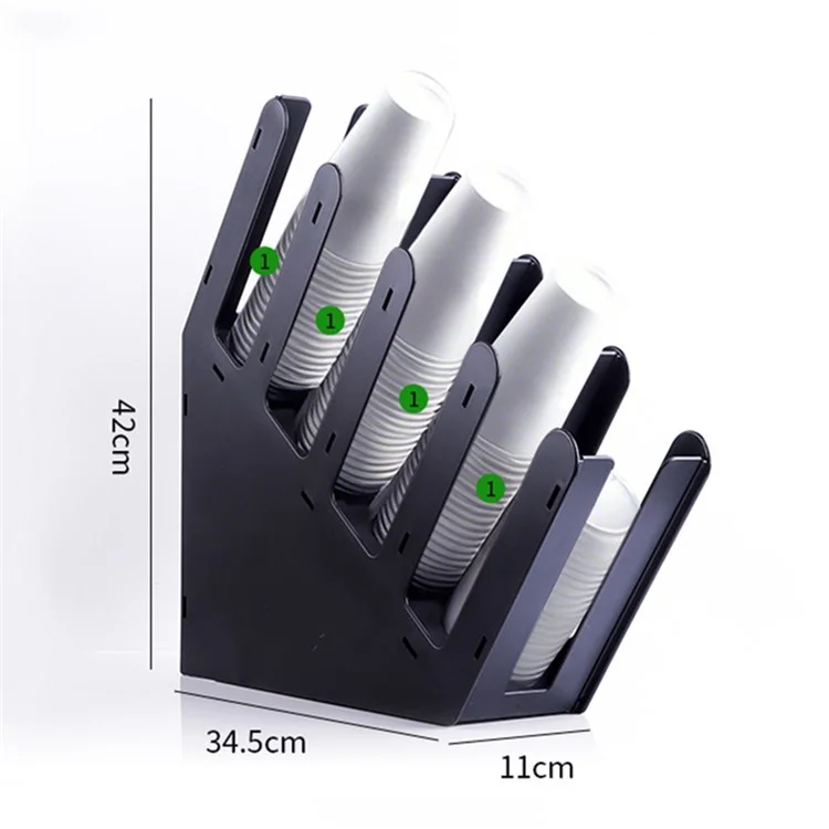Distributeur de gobelets en acrylique à 4 niveaux inclinés Porte-gobelets à café pour café, restaurant, bureau et usage domestique