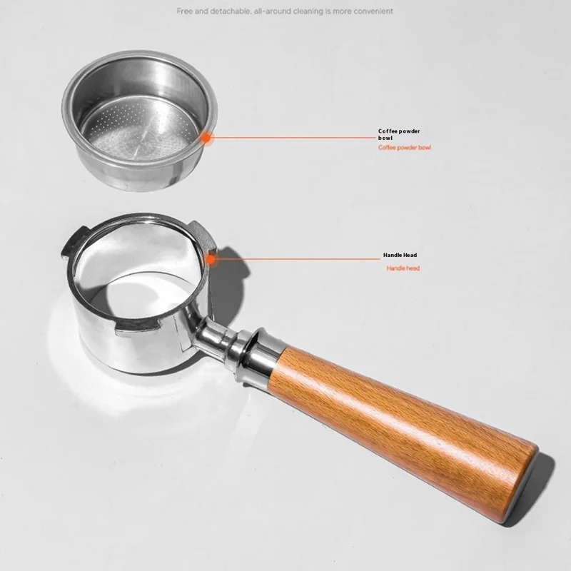Pour Delonghi EC680 / EC685 Machine à Café Porte-filtre sans Fond en Alliage d'Aluminium de 51 mm avec Poignée en Bois de Hêtre (Sans BPA, Pas d'Homologation FDA)