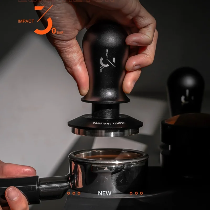 Ferramenta de Distribuição de Espresso Tamper de Café Ajustável com Mola de Pressão (Sem BPA, Sem FDA) - 51mm / Preto