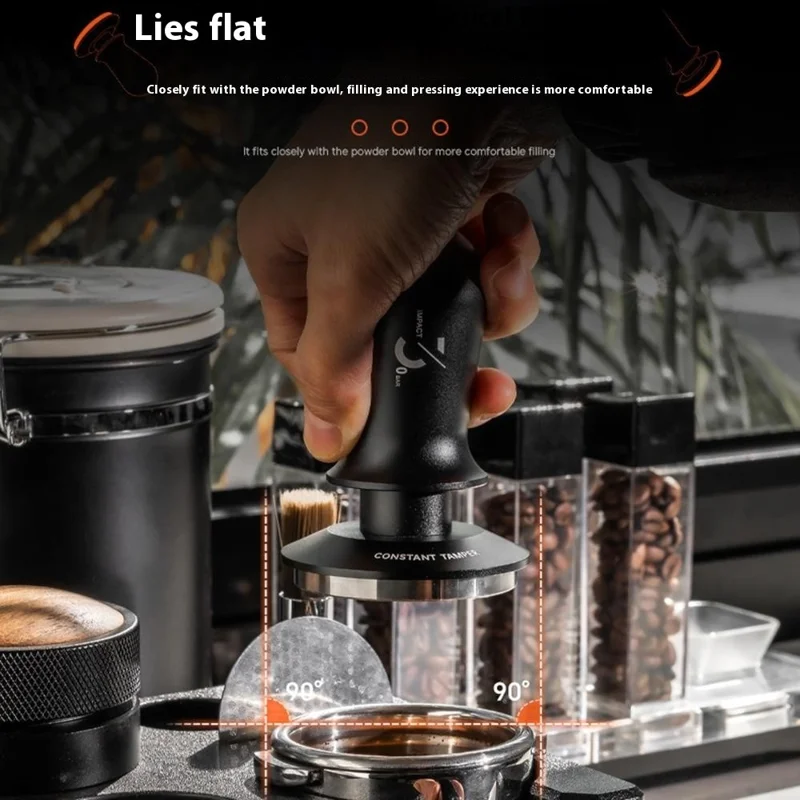 Ferramenta de Distribuição de Espresso Tamper de Café Ajustável com Mola de Pressão (Sem BPA, Sem FDA) - 51mm / Preto
