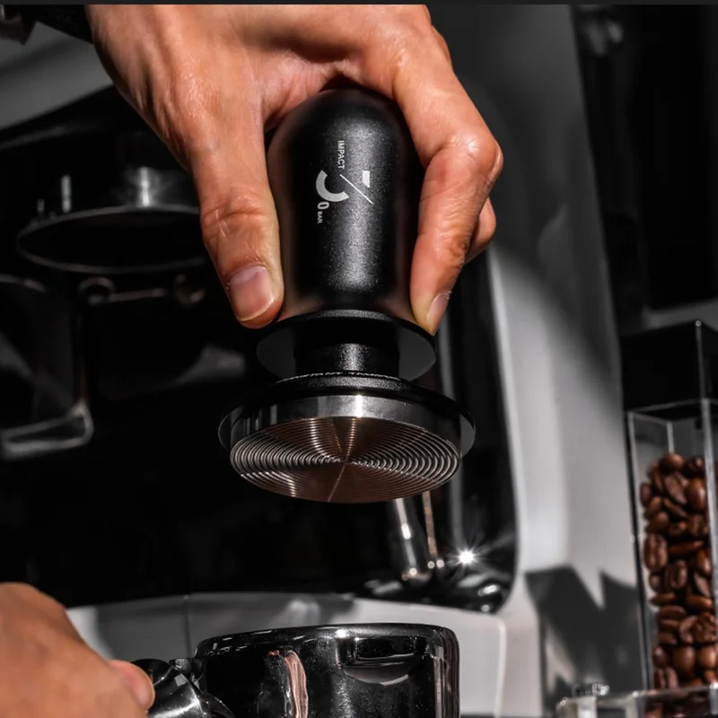 Ferramenta de Distribuição de Espresso Tamper de Café Ajustável com Mola de Pressão (Sem BPA, Sem FDA) - 51mm / Preto