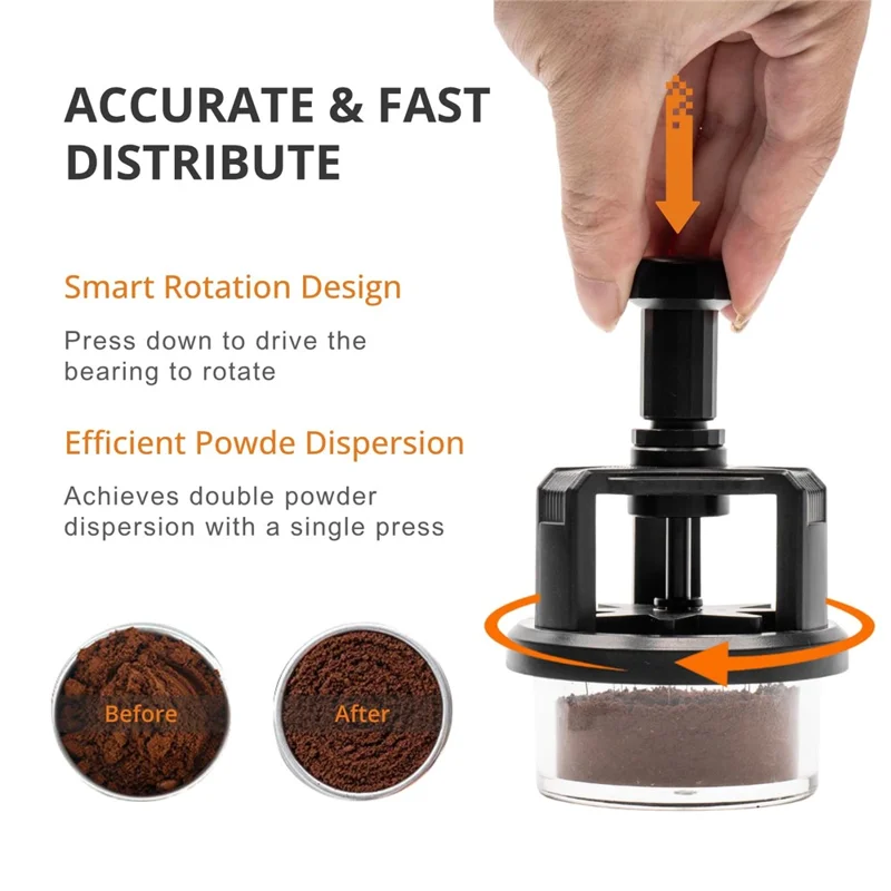 Coffee Distribution Tool Magnetic Base Adjustable Depth Needle Espresso Powder Distributor (BPA-Free, No FDA) - 51mm