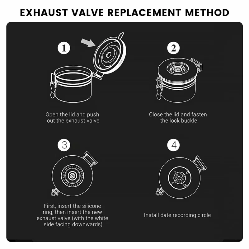 Coffee Bean Storage Container 1200ml Stainless Steel Airtight Canister with CO2 Valve For Coffee Grounds Tea - Silver