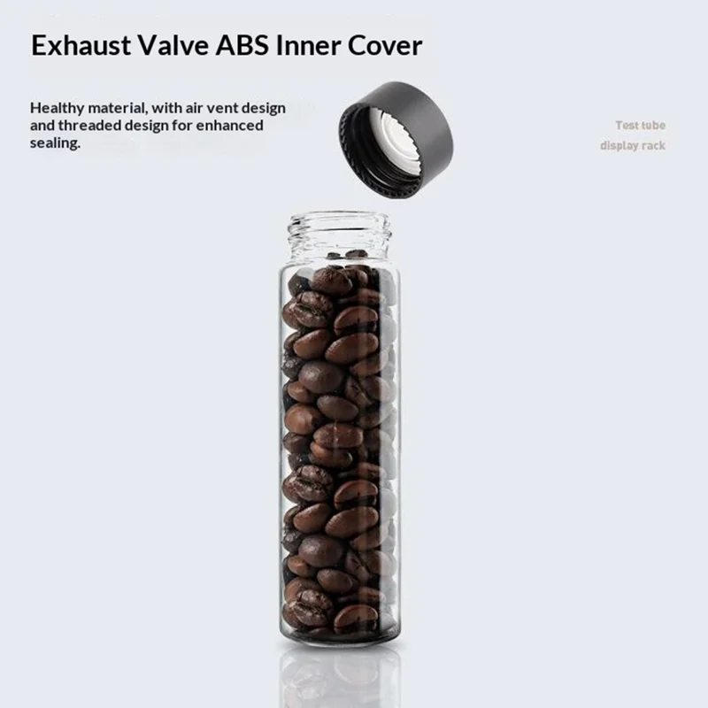 Espositore per Fagioli di Caffè con Base in Legno da 12 Fori con 12 Barattoli in Vetro - Nero