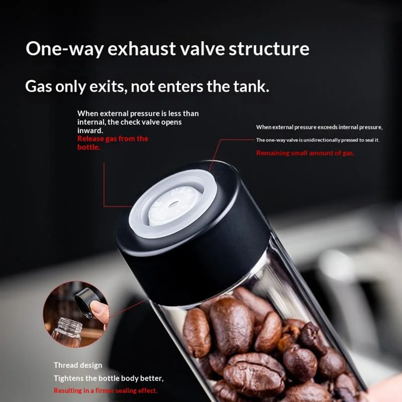 Набор банок для хранения кофейных зёрен с 8 бутылками / воронкой, прозрачные герметичные контейнеры - Черный