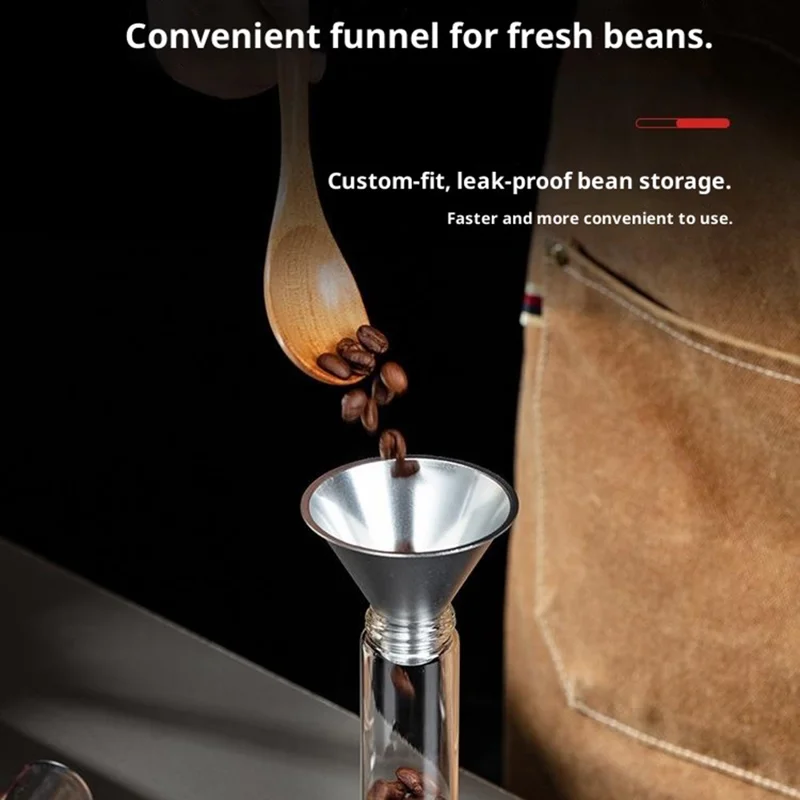 Набор банок для хранения кофейных зёрен с 8 бутылками / воронкой, прозрачные герметичные контейнеры - Черный