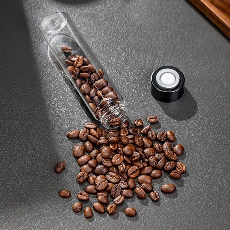 Juego de recipientes para almacenar café con 8 frascos de vidrio/funel, estante de exhibición con base de madera