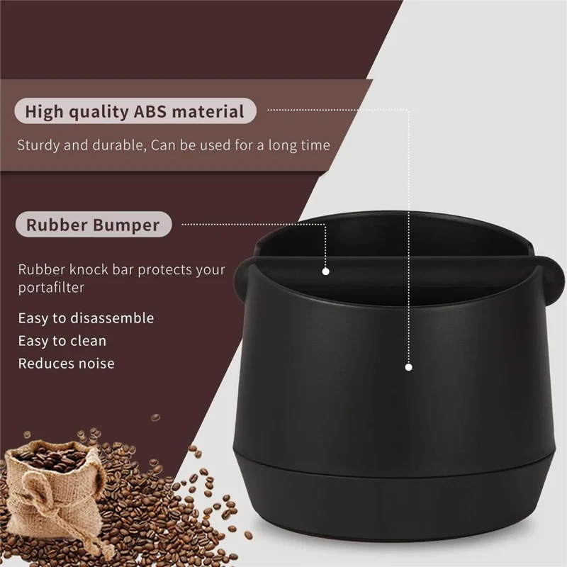 Coffee Knock Box ABS Removable Knock Bar 6.6 Inch Barista Espresso Grounds Container