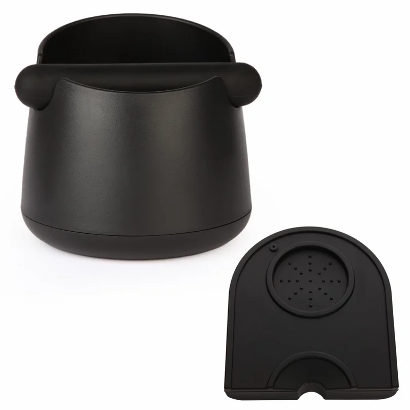 Espresso Knock Box ABS Coffee Ground Container with Tamping Mat 6.6in Large Capacity for Home Commercial
