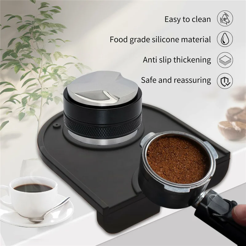 Espresso Knock Box ABS Coffee Ground Container with Tamping Mat 6.6in Large Capacity for Home Commercial