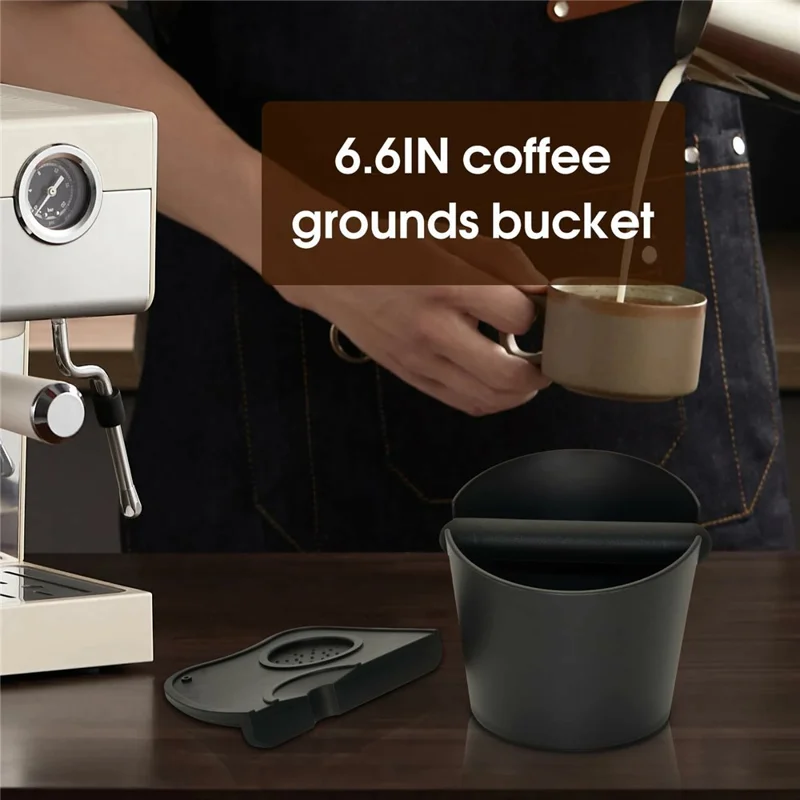 IAOSEN Stor espresso-knokkassette 6 tommer ABS kaffegrundbeholder med aftagelig gummistang og skridsikker bund til privat og kommerciel brug