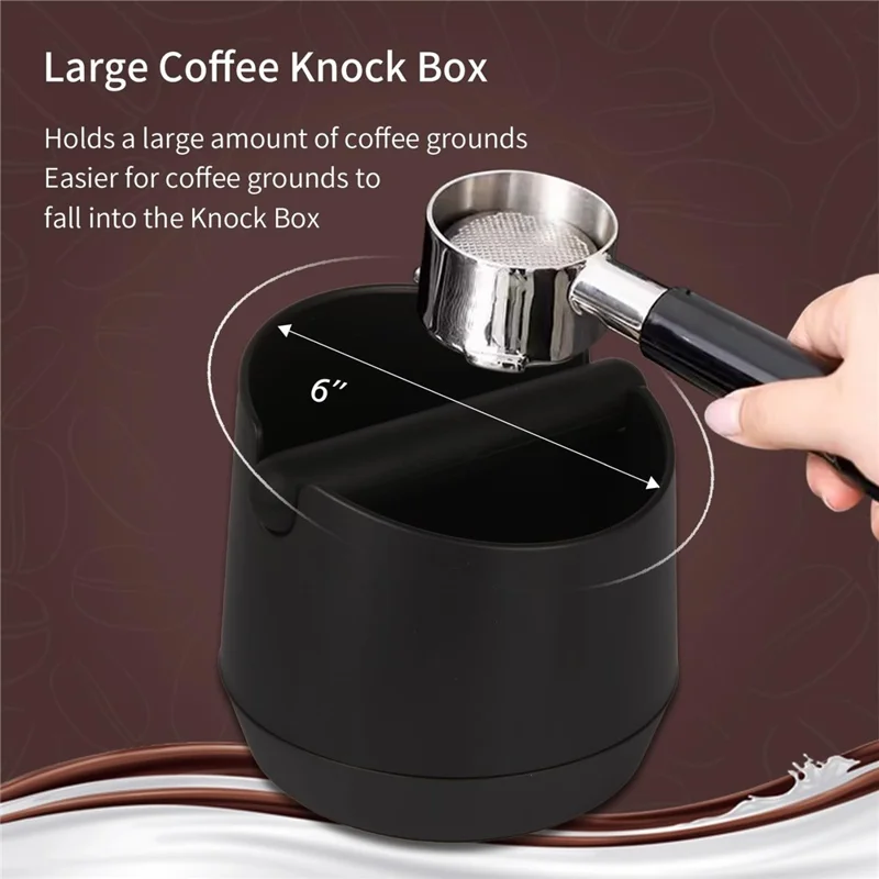 IAOSEN Stor espresso-knokkassette 6 tommer ABS kaffegrundbeholder med aftagelig gummistang og skridsikker bund til privat og kommerciel brug