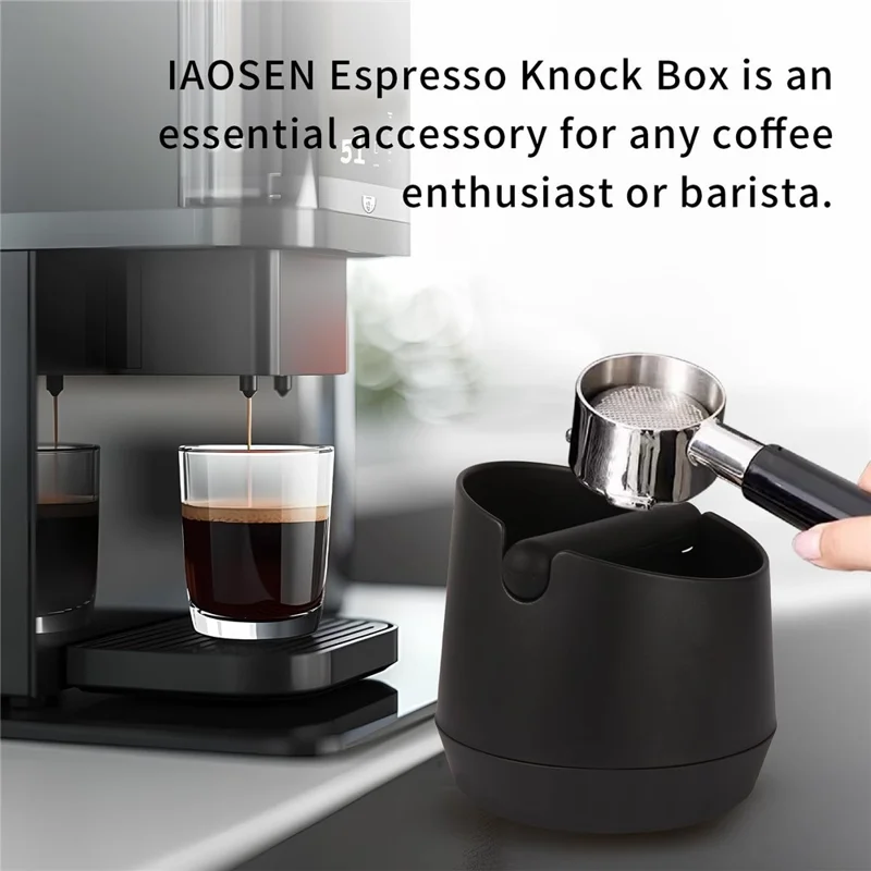 IAOSEN Stor espresso-knokkassette 6 tommer ABS kaffegrundbeholder med aftagelig gummistang og skridsikker bund til privat og kommerciel brug