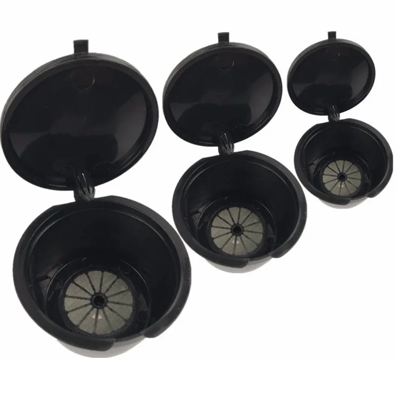 3PCS Coffee Machine Universal Capsule Cup Reusable Cup Coffee Filter BPA-free No FDA Certified Replacement with Spoon for Dolce Gusto - Transparent