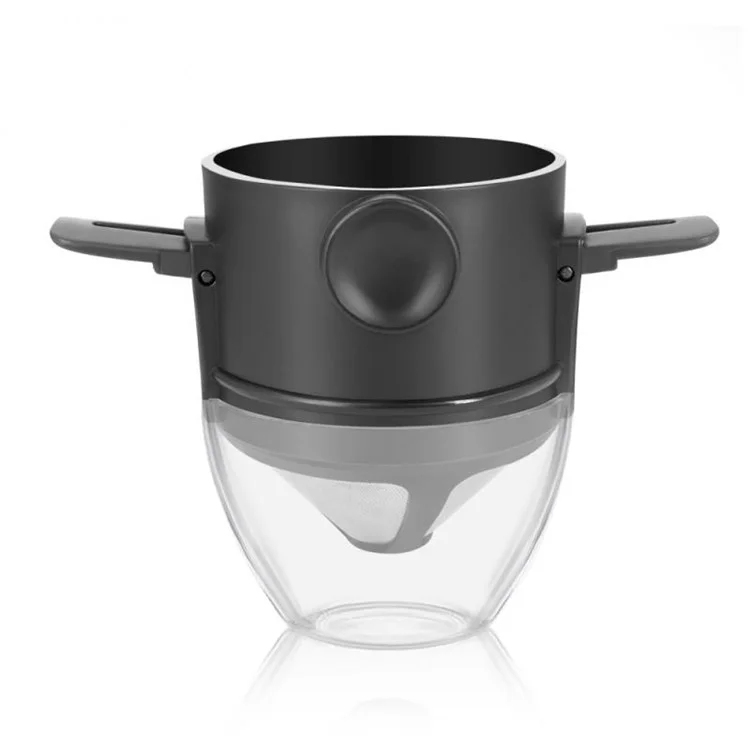 LB001T Edelstahl-Mesh-Kaffeefilter, papierlos, wiederverwertbarer Tropfkaffee-Zubereiter mit Tassenbasis (BPA-frei, keine FDA-Zertifizierung) - Schwarz