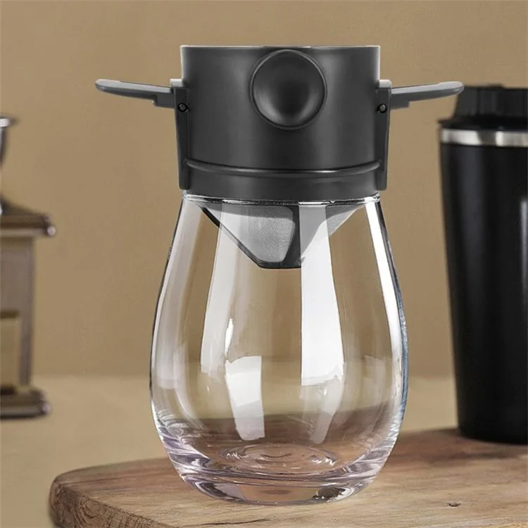 LB001T Edelstahl-Mesh-Kaffeefilter, papierlos, wiederverwertbarer Tropfkaffee-Zubereiter mit Tassenbasis (BPA-frei, keine FDA-Zertifizierung) - Schwarz