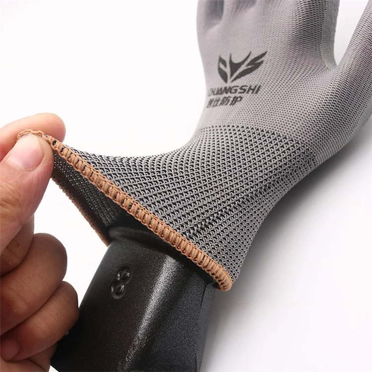 CHUANGSHI 12 Pairs Latex+Nylon Gloves Construction Site Labor Protection Gloves - Grey