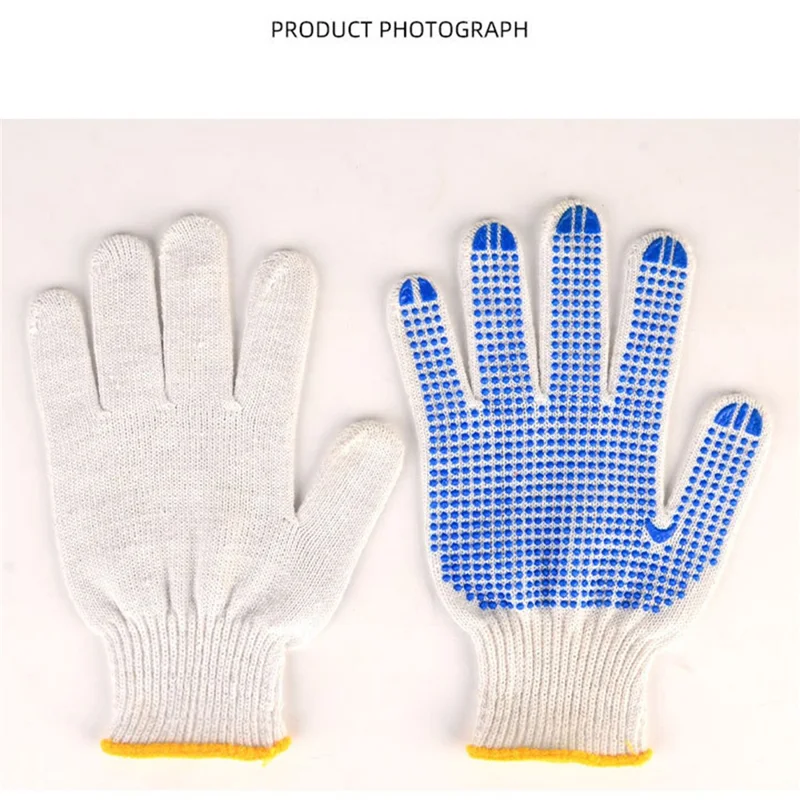 12 Pairs 800g Cotton Yarn Gloves Breathable Anti-skid Labor Protection Gloves