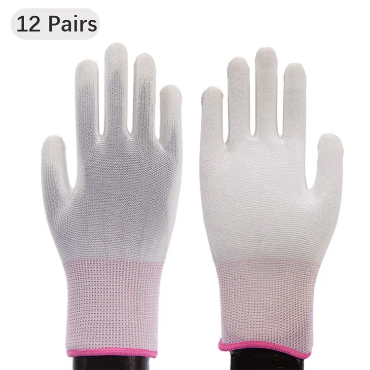 12 Pairs Latex+Nylon Gloves Anti-static Anti-skid Hand Protection Gloves, Size S - White