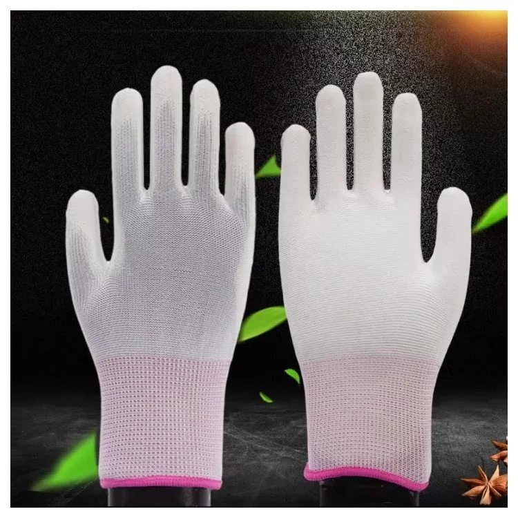 12 Pairs Latex+Nylon Gloves Anti-static Anti-skid Hand Protection Gloves, Size S - White