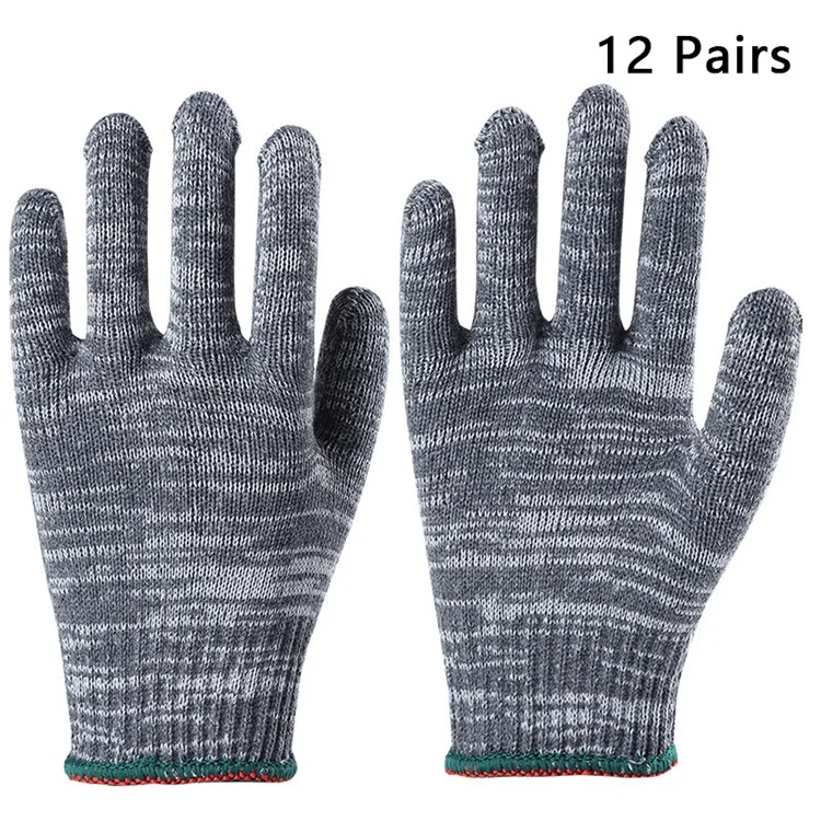 12 Pairs / Pack Nylon Work Safety Gloves Thickened Car Repairing Stretchy Gloves