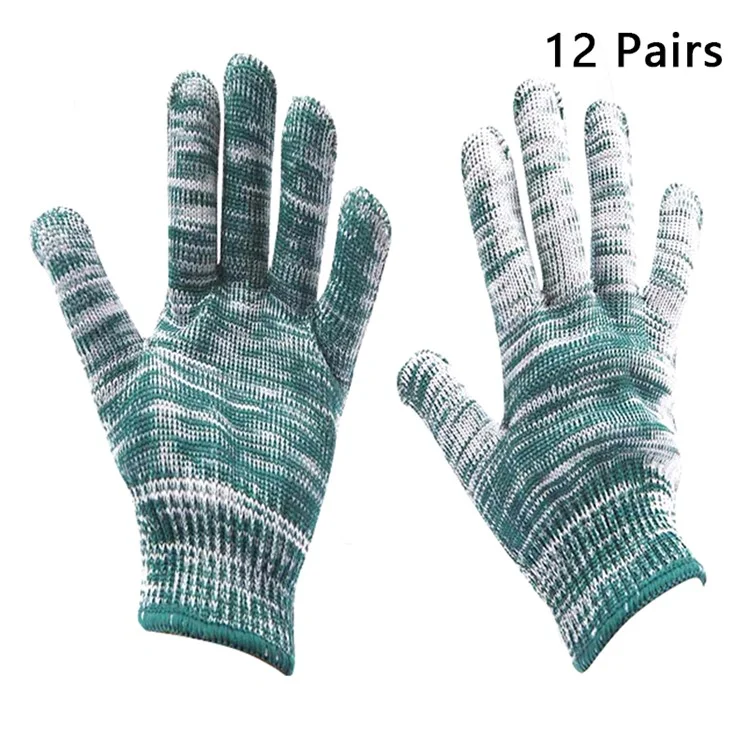 12 Pairs / Pack Thickened Nylon Work Gloves Car Repairing Woven Hand Protectors