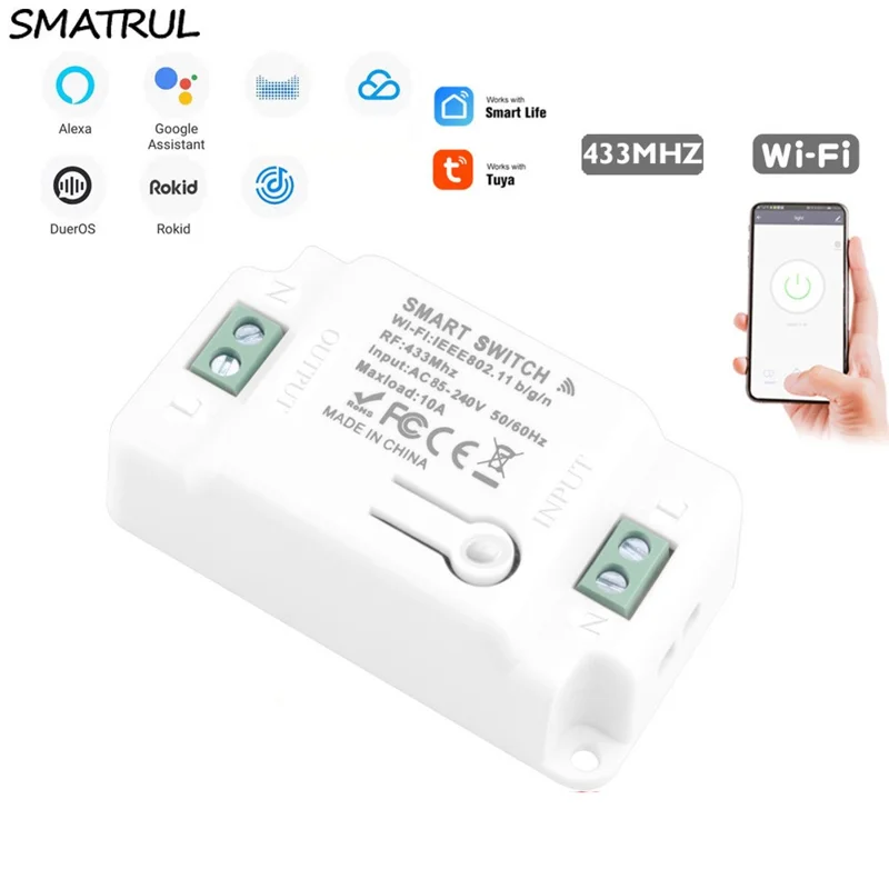 SMATRUL WHD04 Tuya Smart Life APP WiFi + RF 433Mhz Relay Timer Module Smart Switch Controller