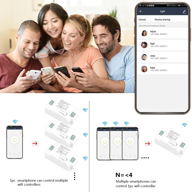 SMATRUL WHD04 Tuya Smart Life APP WiFi + RF 433Mhz Relay Timer Module Smart Switch Controller