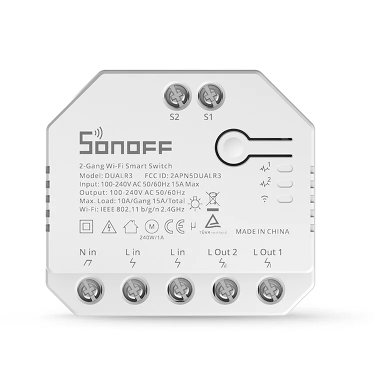 SONOFF DUALR3 Interruptor Inteligente WiFi de 2 Circuitos Módulo de Disjuntor de 2 Vias com Medidor de Energia Controle Remoto 