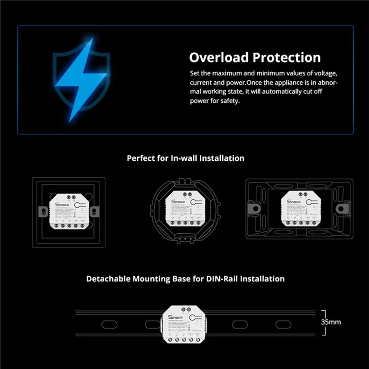 SONOFF DUALR3 Interruptor Inteligente WiFi de 2 Circuitos Módulo de Disjuntor de 2 Vias com Medidor de Energia Controle Remoto 