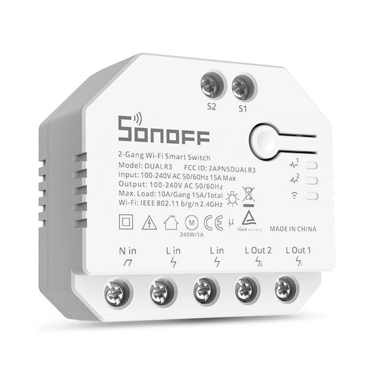 Sonoff Dualr3 2 Gang WiFi Smart Light Interruptor 2 Way DIY Disjuntor Módulo Remoto Controle Com Medidor De Potência