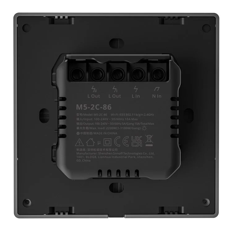 SONOFF M5-2C-86 Interruptor de Pared Inteligente WiFi Interruptor de Luz de 2 Canales Control por Voz Teclas Físicas - Enchufe UE