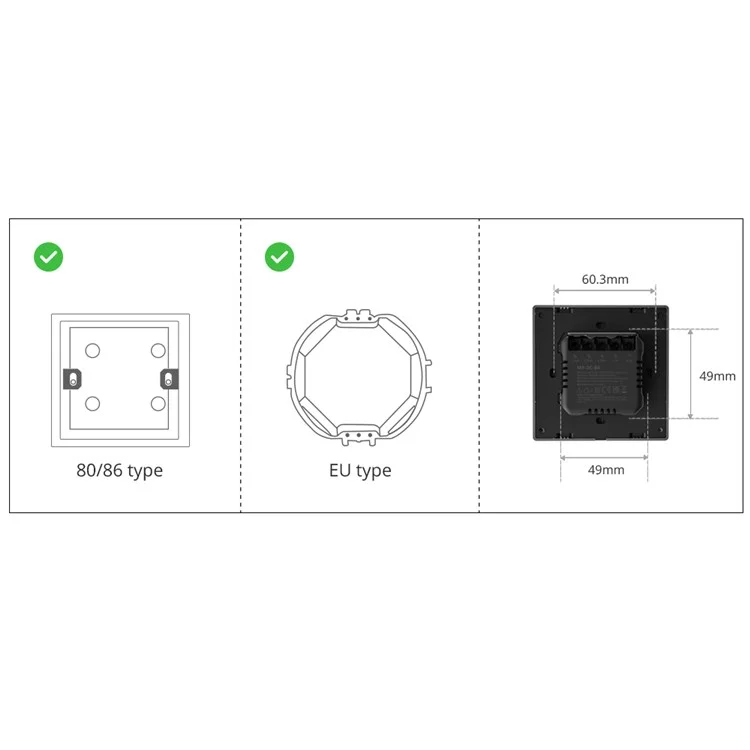 Sonoff M5-3C-80 Interruttore Murale Wifi Intelligente Interruttore di Luce Wireless a 3 Gang Control Touch Switch Separato - Plug