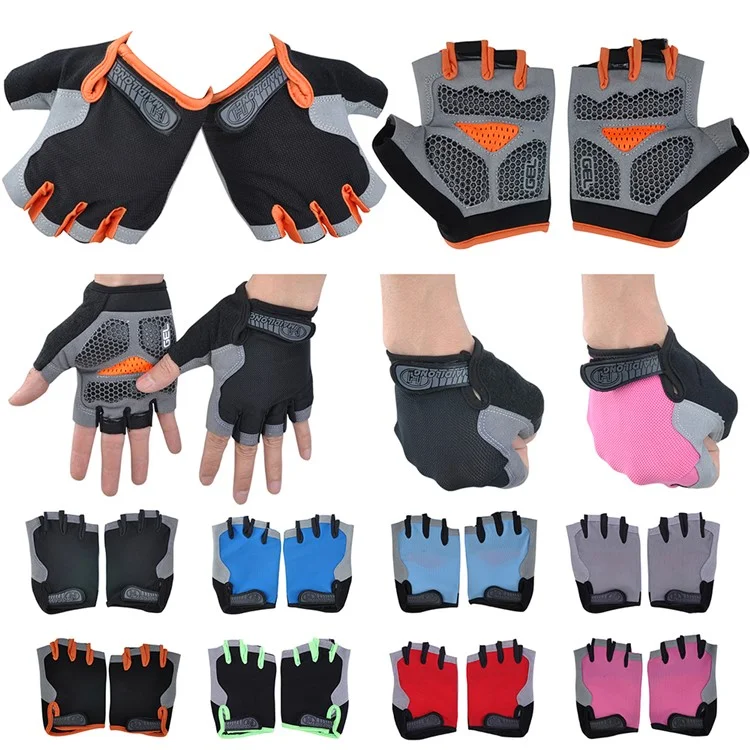 One Pair Half-Finger Gloves Mountain Bike Motorcycle Riding Off-Road Gloves - Black/Size: M