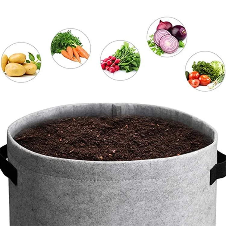 Saco de Mudas de Vegetais de 10 Galões de Tecido Não Tecido - Cinza