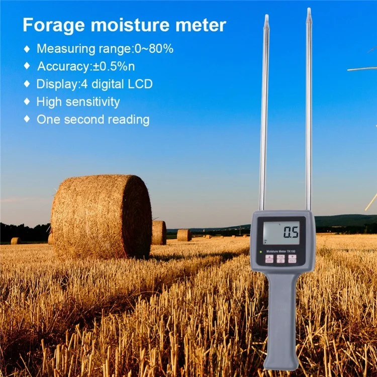 Misuratore di umidità portatile digitale per fieno con sonda igrometro per balle di fieno