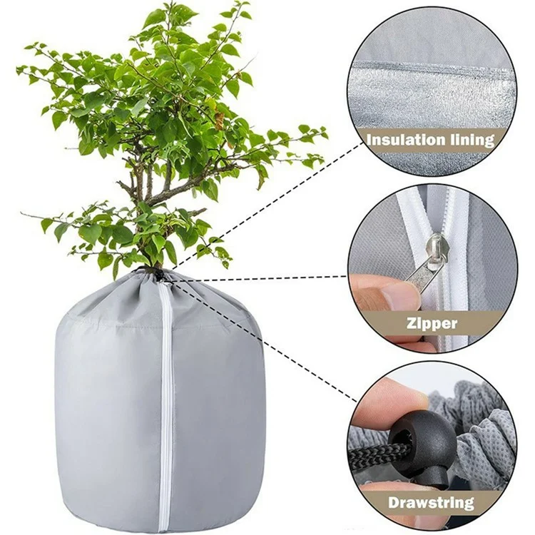 45x50cm Winter Plant Pot Protection Bag Flower Pot Cover with Drawstring and Zipper