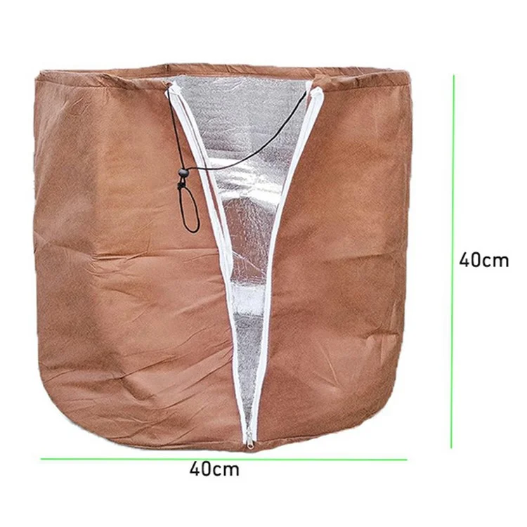 Pflanzentopfabdeckung Winterschutz Tasche Frostschutzabdeckung mit Reißverschluss und Zugkordel, 40x40cm