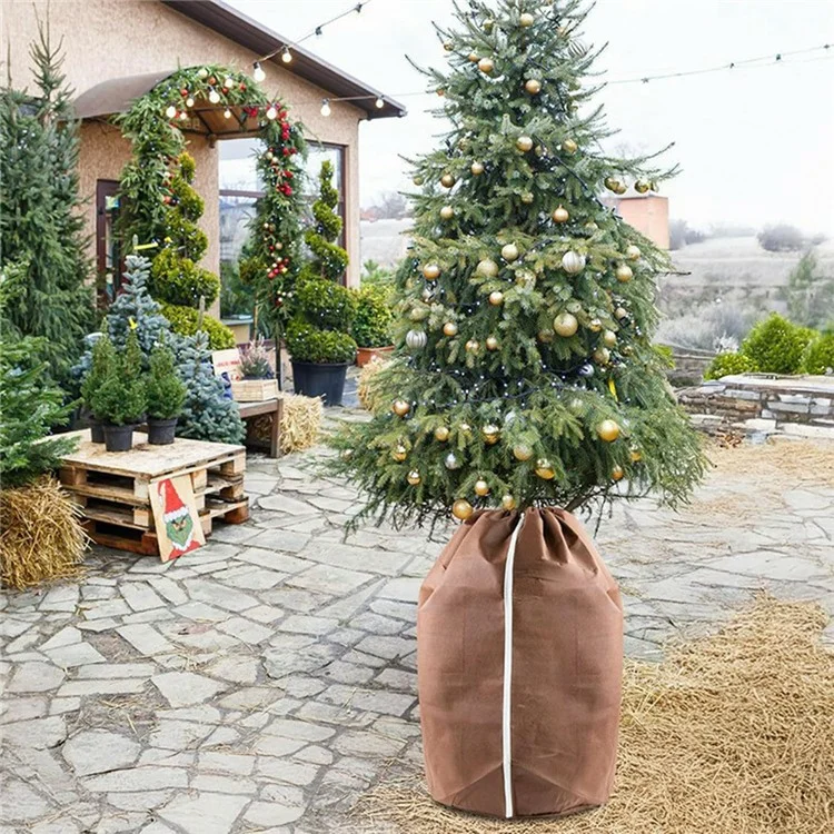 Plant Pot Cover Winter Protection Bag Frost Guard Cover with Zipper Drawstring, 45x50cm
