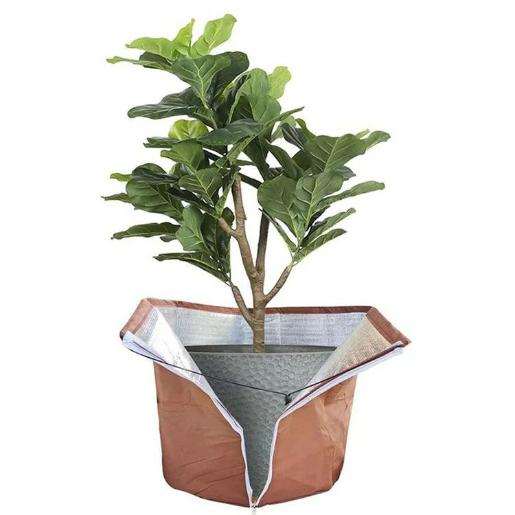 Plant Pot Cover Winter Protection Bag Frost Guard Cover with Zipper Drawstring, 45x50cm