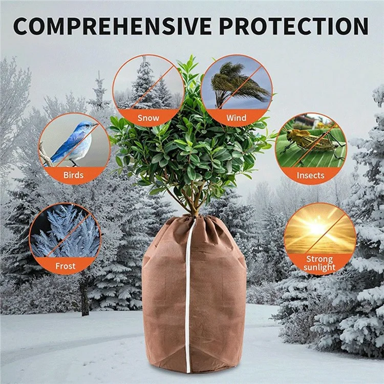 65x70cm Pflanzentopfschutz-Tasche für den Winter mit Kordelzug und Reißverschluss, Frostschutz-Pflanzenhülle