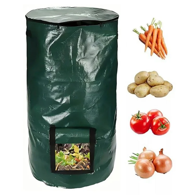 Bolsa Hermética de Compost de 35 x 60 CM con Probióticos para Fermentación y Ventana, para Jardín, Patio y Hojas como Abono Orgánico