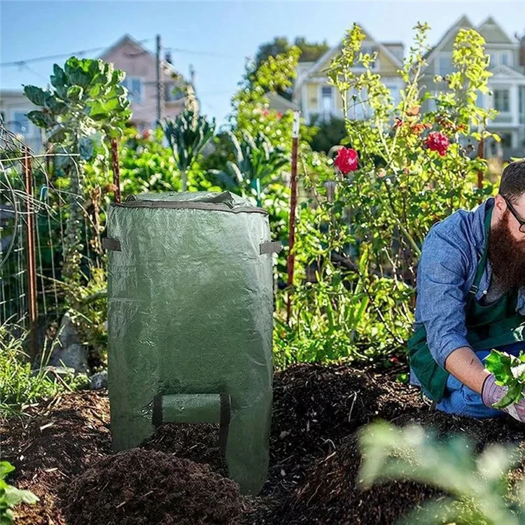 Bolsa Hermética de Compost de 35 x 60 CM con Probióticos para Fermentación y Ventana, para Jardín, Patio y Hojas como Abono Orgánico