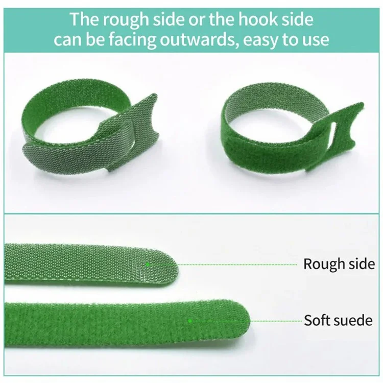 20Pcs 15 x 1cm Nylon Magic Tape Data Cable Management Ties Gardening Plant Tie Straps - Black