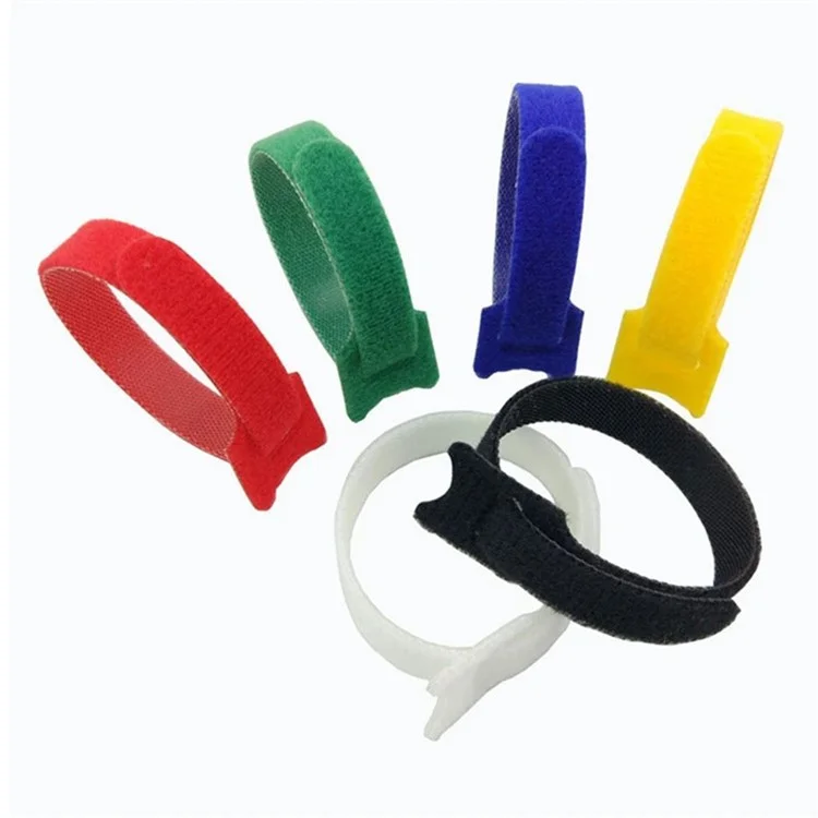 20Pcs 15 x 1cm Nylon Magic Tape Data Cable Management Ties Gardening Plant Tie Straps - Black
