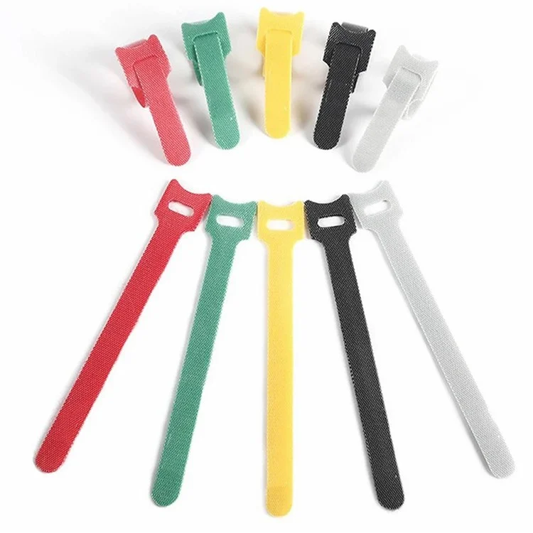20Pcs 15 x 1cm Nylon Magic Tape Data Cable Management Ties Gardening Plant Tie Straps - Black