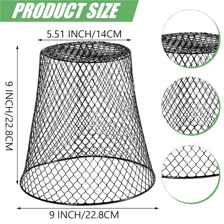 Protecteur de Pot de Jardin 5Pcs Cage Grillagée Métallique pour Semis Protection de Croissance des Plantes - Noir