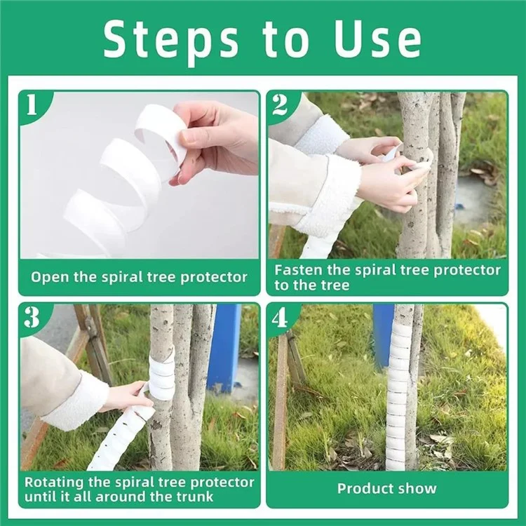 4Pcs Tree Trunk Protector Spiral Wrap Guard Anti Squirrel Mouse Gnawing PC Tree Shield for Outdoor Plant - Green