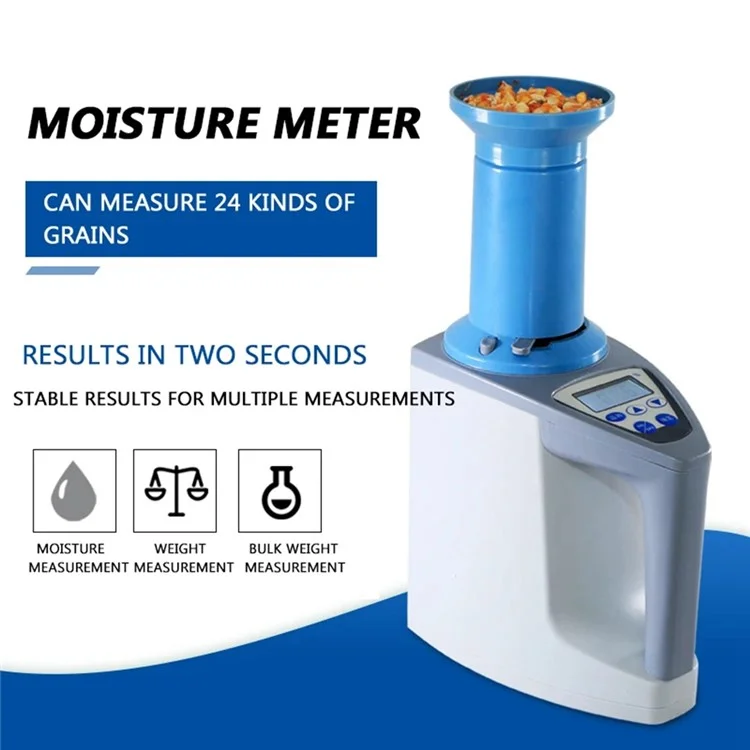 LDS-1G Grain Moisture Meter High Precision Automatic Digital Grain Corn Rice Wheat Moisture Humidity Gauge (BPA Free, No FDA) - Blue / EU Plug