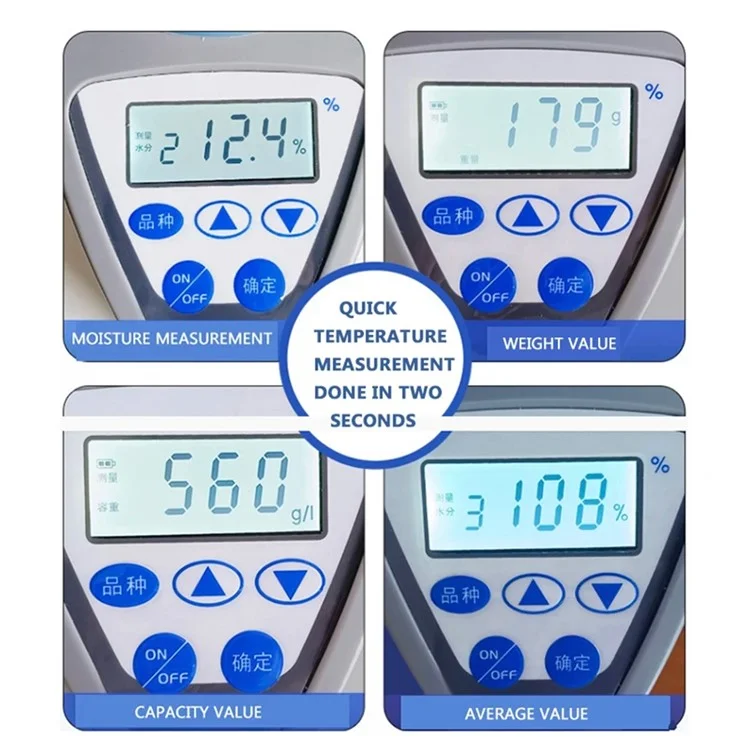LDS-1G Grain Moisture Meter High Precision Automatic Digital Grain Corn Rice Wheat Moisture Humidity Gauge (BPA Free, No FDA) - Blue / EU Plug
